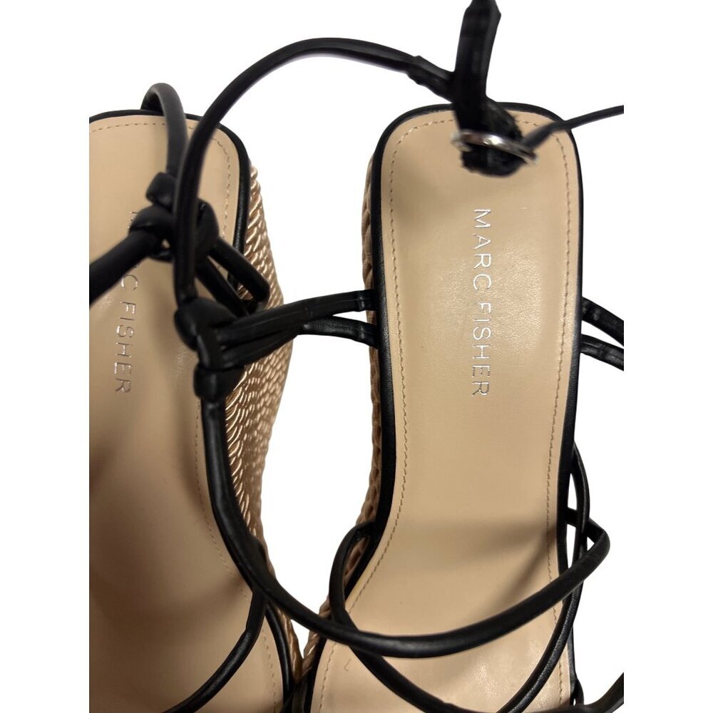 Marc Fisher Zesty Women's Sandal Wedge Strappy Black Woven Heel Size 9.5 New - Picture 8 of 9